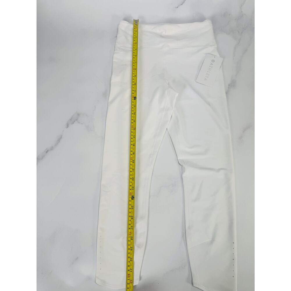 Athleta White Pace Setter 7/8 Leggings –Medium-Power Move Fabric Sporty Chic NWT - Picture 10 of 13